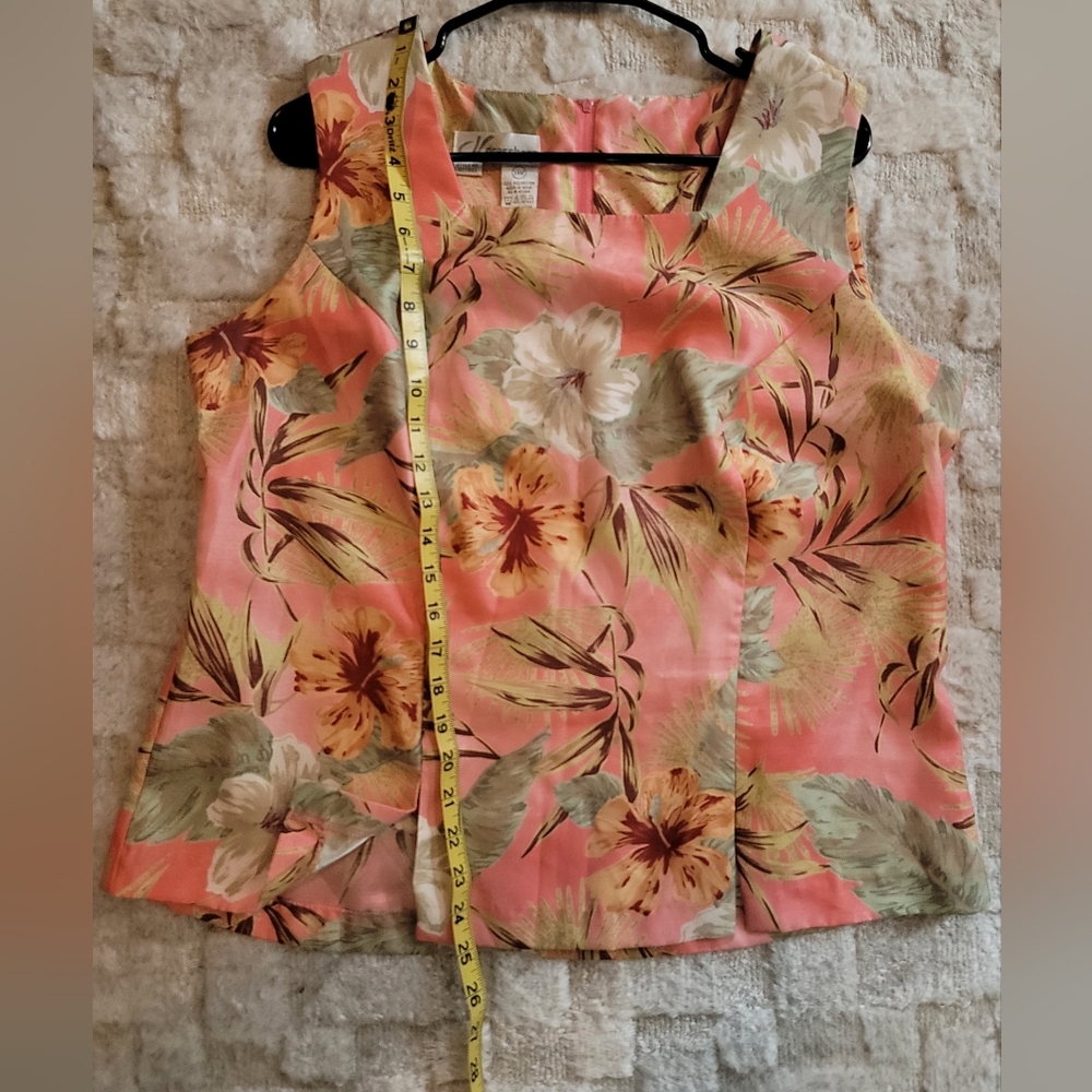 Dress Barn Floral Full Back Zip Top Size 14W - Picture 6 of 9